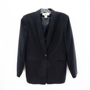 Jones New York Suit Jacket Black Pink Pin Stripes